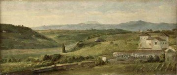ジョージ・フレデリック・ワッツ Painting - ファームハウスの象徴主義者ジョージ・フレデリック・ワッツとのパノラマ風景